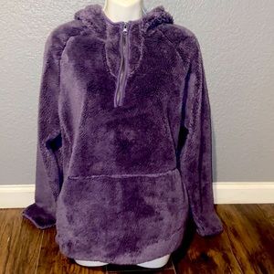 Soft purple hoodie with neck zipper